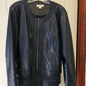 Christpher and Banks Dark Blue Faux Leather Jacket.